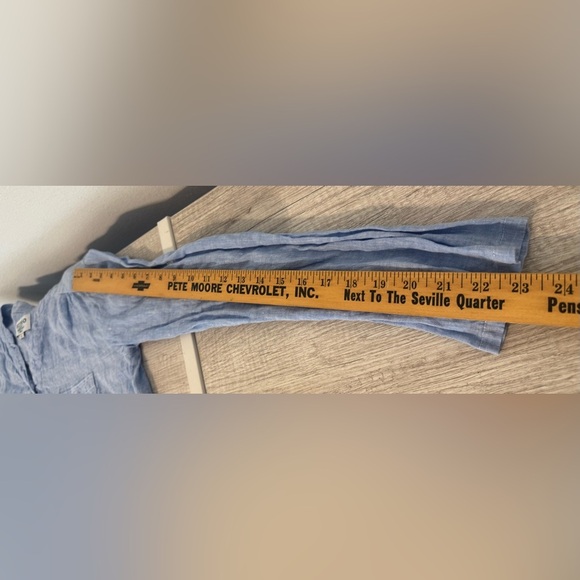 HIHO Tortola 100% Linen Shirt Henley Roll Tab Sleeves Coastal Relaxed Size Large - Picture 5 of 10